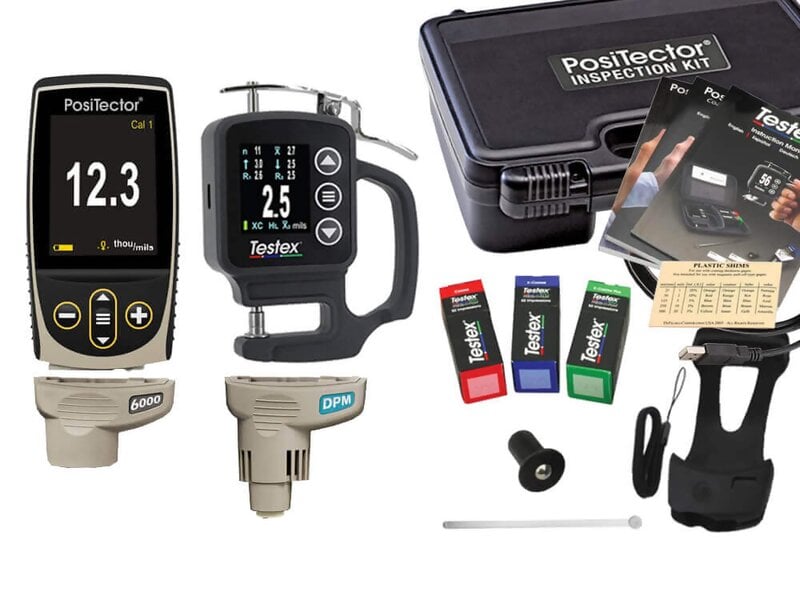 Defelsko KITFN1RT PosiTector Inspection Kit with Standard Gauge Body, 6000-FN Integral Ferrous / Non-Ferrous Coating Thickness Probe, DPM Environmental Probe and Testex RTKIT Digital Micrometer Kit