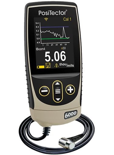 DeFelsko FNRS3-G PosiTector 6000 FNRS3 Coating Thickness Gauge with Advanced Body, Right Angle Cabled Probe, Measures Coatings on All Metals, 0-60 mils