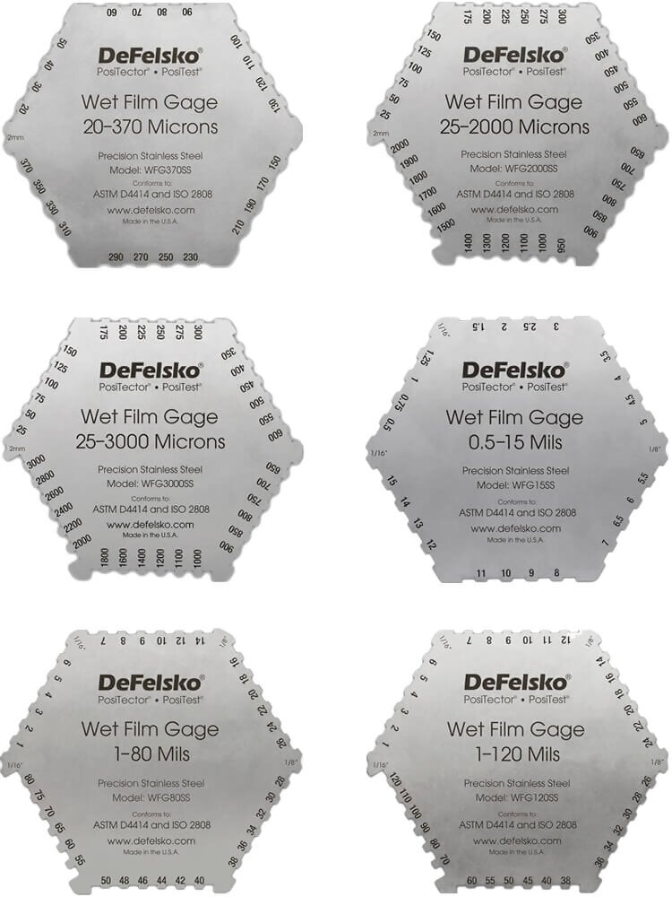 DeFelsko Stainless 6-sided Wet Film Thickness Gage