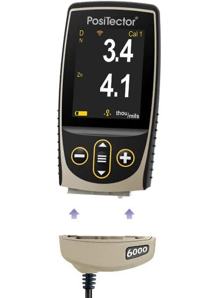 DeFelsko FNDS1-G PosiTector 6000 FNDS1 Coating Thickness Gauge with Standard Body, Duplex Coatings Cabled Probe, Measures Coatings on All Metals, 0-60 mils