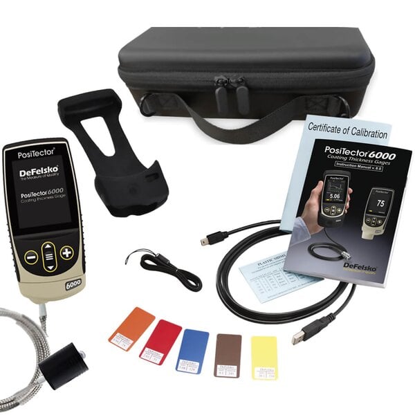 DeFelsko FLS3-G PosiTector 6000 FLS3 Coating Thickness Gauge with Advanced Body, High Range Cabled Probe, Measures Coatings on Ferrous Metals, 0-1.5 "