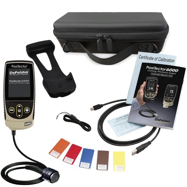 DeFelsko FNTS1-G PosiTector 6000 FNTS1 Coating Thickness Gauge with Standard Body, High Range Cabled Probe, Measures Coatings on All Metals, 0-250 mils
