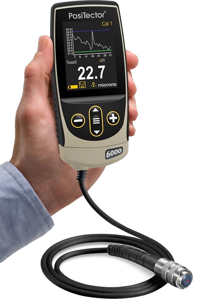 DeFelsko NAS3-G PosiTector 6000 NAS3 Coating Thickness Gauge with Advanced Body, Cabled Probe, Measures Coatings on Non-Ferrous Metals, 0-25 mils