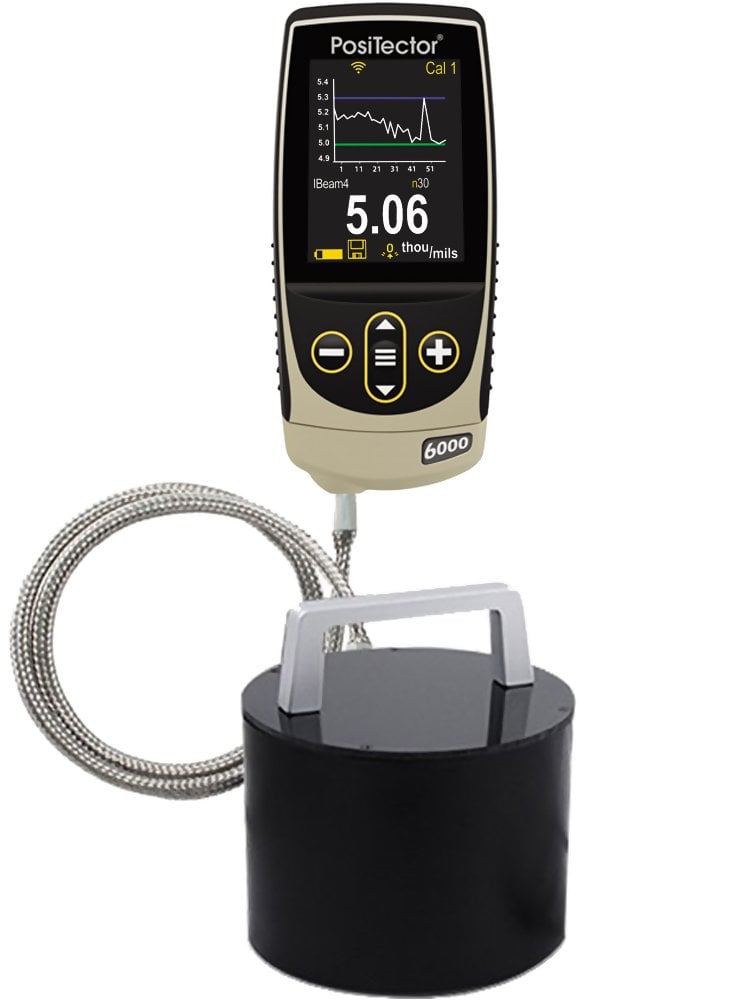 DeFelsko FNGS1-G PosiTector 6000 FNGS1 Coating Thickness Gauge with Standard Body, High Range Cabled Probe, Measures Coatings on All Metals, 0 - 2.5 "