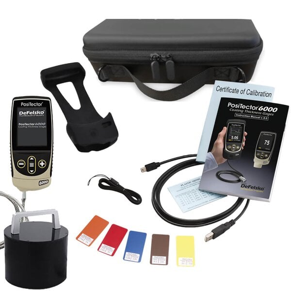 DeFelsko FNGS1-G PosiTector 6000 FNGS1 Coating Thickness Gauge with Standard Body, High Range Cabled Probe, Measures Coatings on All Metals, 0 - 2.5 "