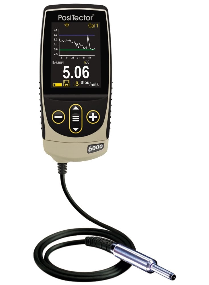 DeFelsko F0S3-G PosiTector 6000 F0S3 Coating Thickness Gage with Advanced Body, 0° Microprobe, Measures Coatings on Ferrous Metals, 0-45 mils