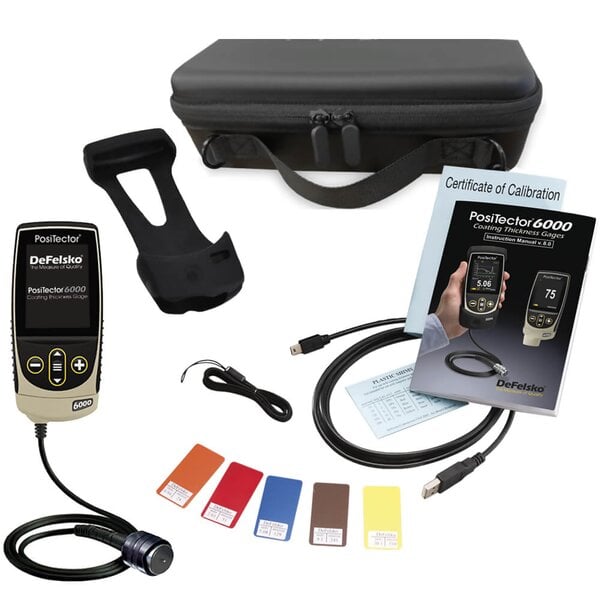DeFelsko FKS1-G PosiTector 6000 FKS1 Coating Thickness Gauge with Standard Body, High Range Cabled Probe, Measures Coatings on Ferrous Metals, 0-500 mils