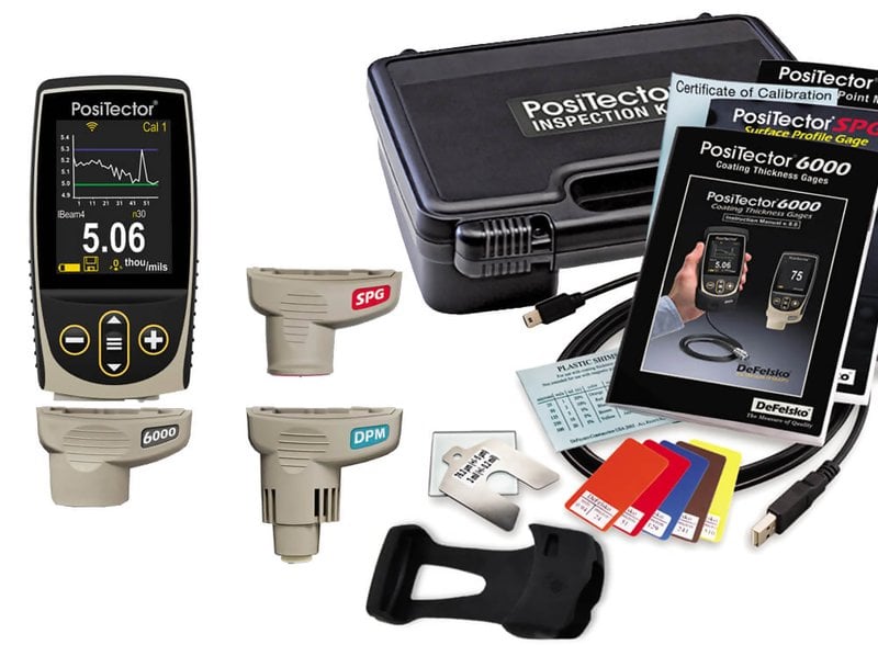 DeFelsko KITFT3 PosiTector Inspection Kit FT3 with Advanced Gage Body, 6000-FT Integral Ferrous Coating Thickness Probe, SPG Surface Profile Probe, and DPM Environmental Probe