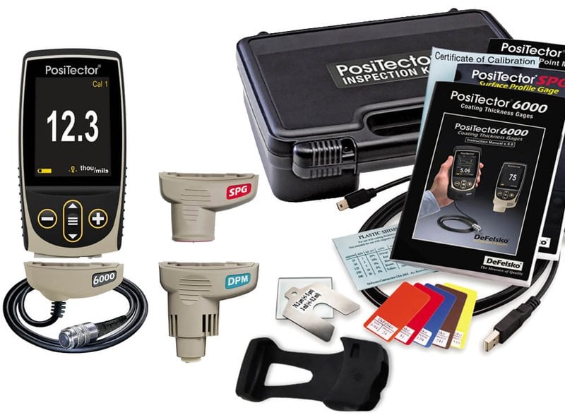 DeFelsko KITFTS1 PosiTector Inspection Kit FTS1 with Standard Gage Body, 6000-FTS Cabled Ferrous Coating Thickness Probe, SPG Surface Profile Probe, and DPM Environmental Probe
