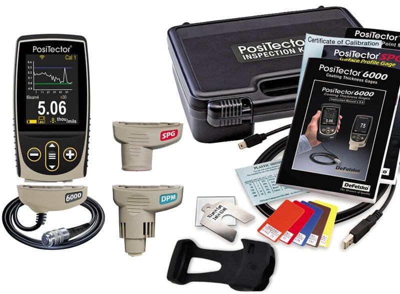 DeFelsko KITFTS3 PosiTector Inspection Kit FTS3 with Advanced Gage Body, 6000-FTS Cabled Ferrous Coating Thickness Probe, SPG Surface Profile Probe, and DPM Environmental Probe