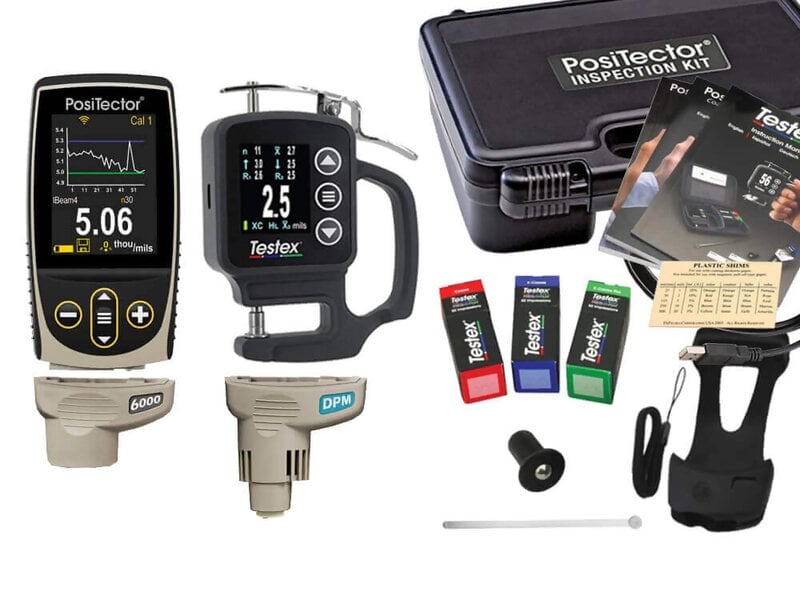 Defelsko KITF3RT PosiTector Inspection Kit with Advanced Gauge Body, 6000-F Integral Ferrous Coating Thickness Probe, DPM Environmental Probe and Testex RTKIT Digital Micrometer Kit