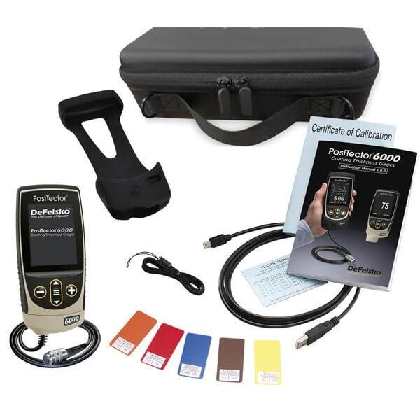 DeFelsko NAS1-G PosiTector 6000 NAS1 Coating Thickness Gauge with Standard Body, Cabled Probe, Measures Coatings on Non-Ferrous Metals, 0-25 mils