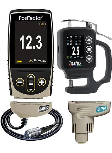 DeFelsko KITFS1RT Kit de Inspección PosiTector con Cuerpo de Medidor Estándar, Micrómetro Digital Testex, Sondas 6000-FS y DPM