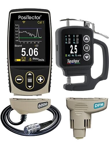 Kit de inspección PosiTector DeFelsko KITFTS3RT con cuerpo de medidor avanzado, Micrómetro digital Testex, y sondas 6000-FTS y DPM